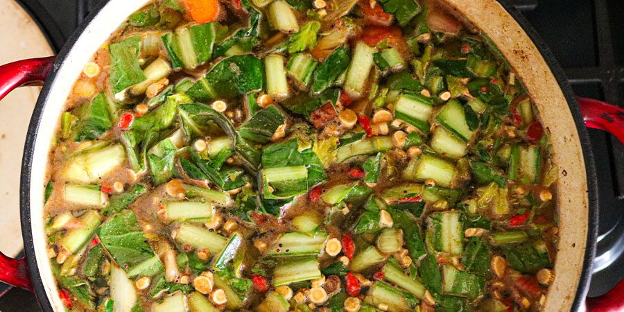 pot of vegetables simmering 